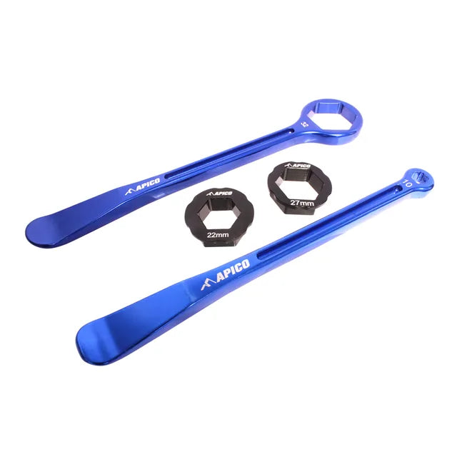 Tyre Lever & Wrench Set Inc 10,13,22,27,32mm Alloy Blue
